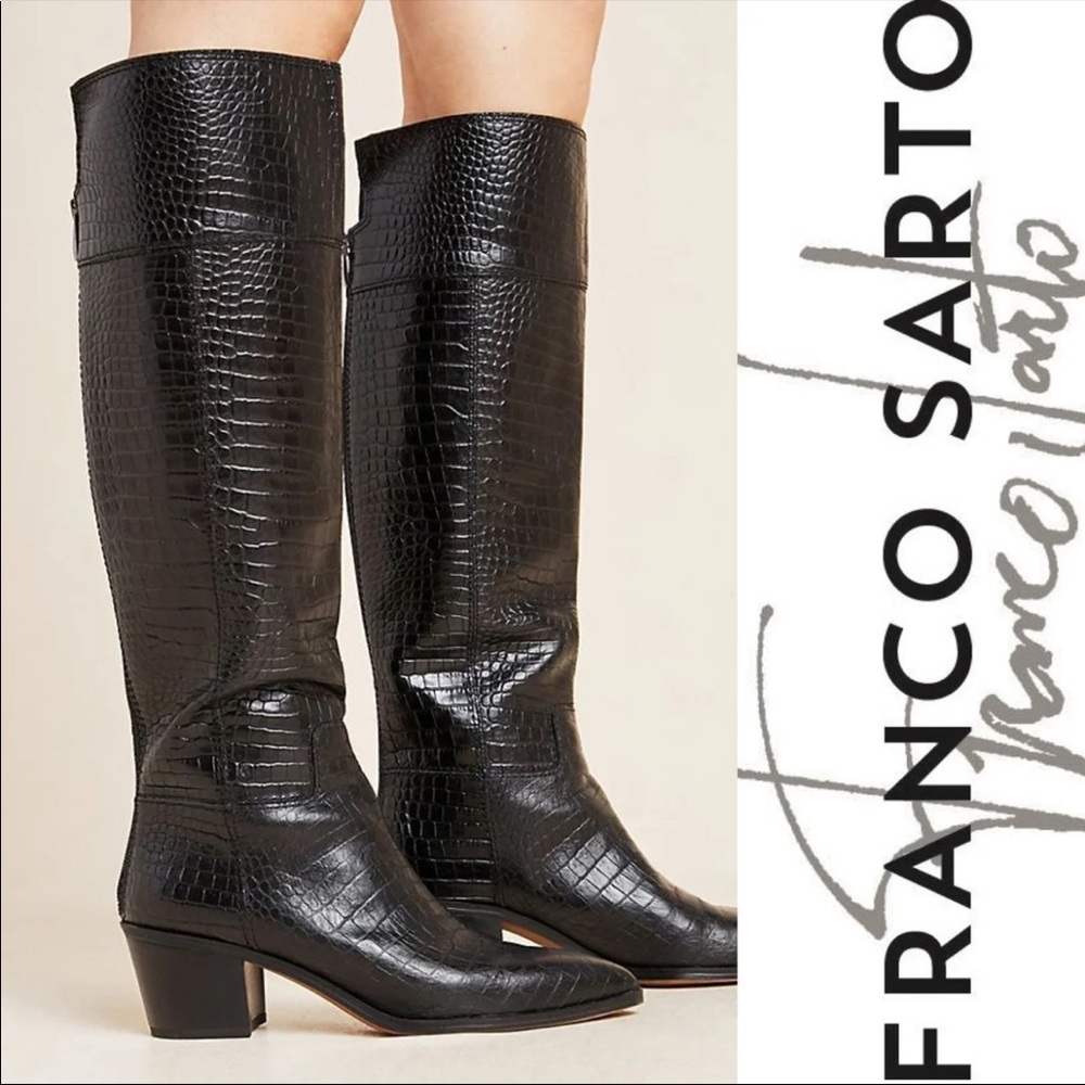 Franco Sarto Shannon Boots in Black Croc